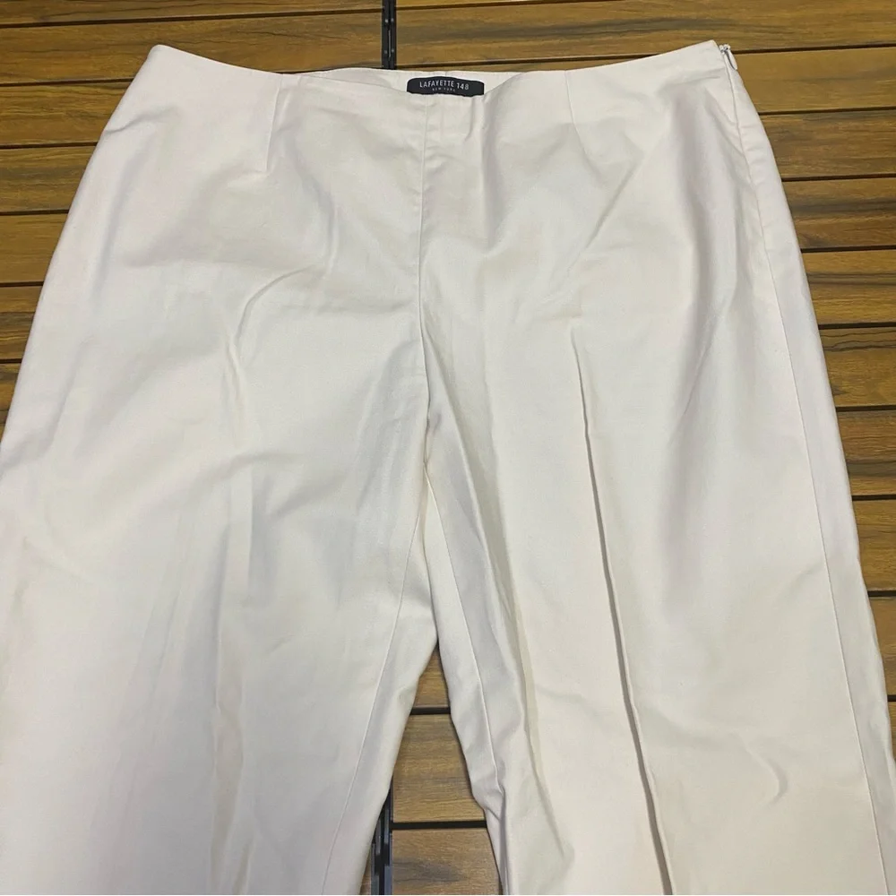 Lafayette 148 New York Women’s Cropped Bleecker Pants Size 10 Ivory Quiet Luxury